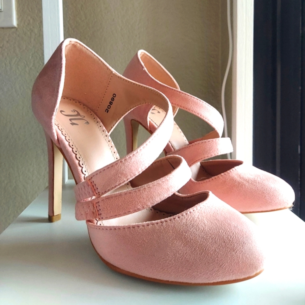 JG suede pink high heels, size 6